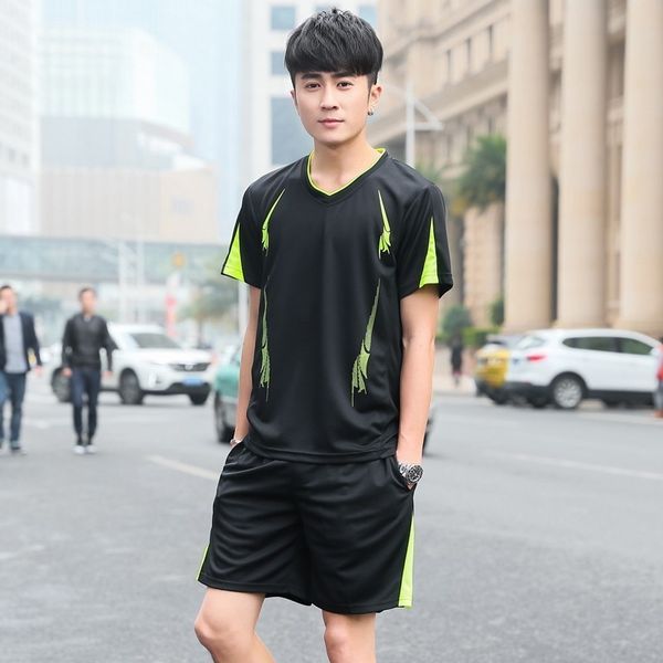 

running suit summer fitness short sleeve t-shirt men's quick dry clothes loose casual sportswear, Gray