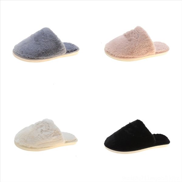 

yppv9 autumn winter flops plush slippers indoor floor flip women fashion furry plush home slipper soft leopard slipper minion cotton, Black