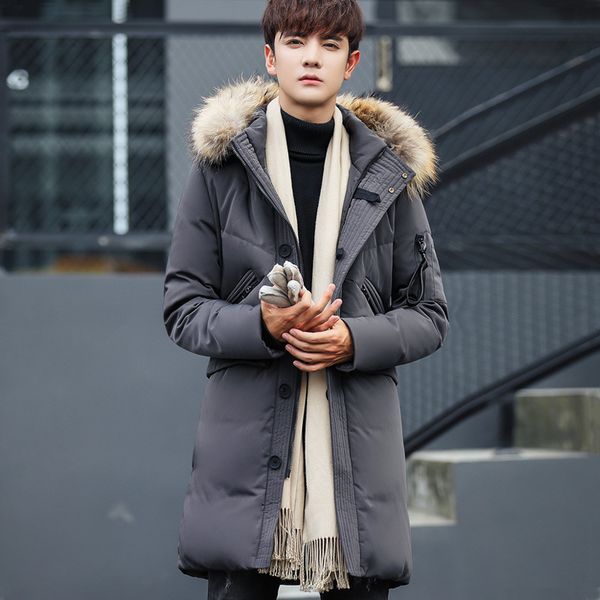 

2021 new men's winter raccoon skin collar male jacket padded long parka duck down 5xl jackets hombre wxf607 ydvy, Black