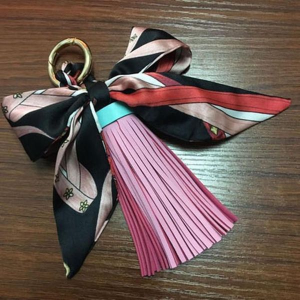 

fashion bow knot key chain with leather tassels key ring holder for women jewelry pendant neh811 h bbympr