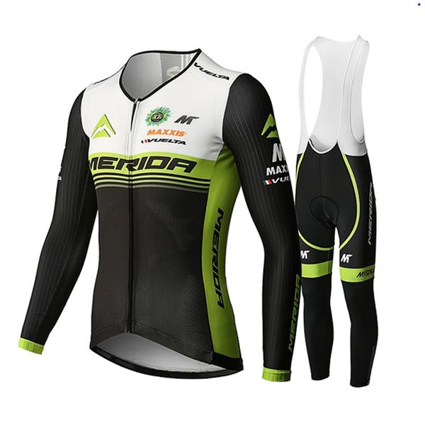 2021 Pro Equipe Merida Merida Ciclismo Jersey Terno de Manga Longa Outono Ciclismo Roupas Homens MTB Bicicleta Outfits Ropa Ciclismo Ciclismo Sportswear Y21031513