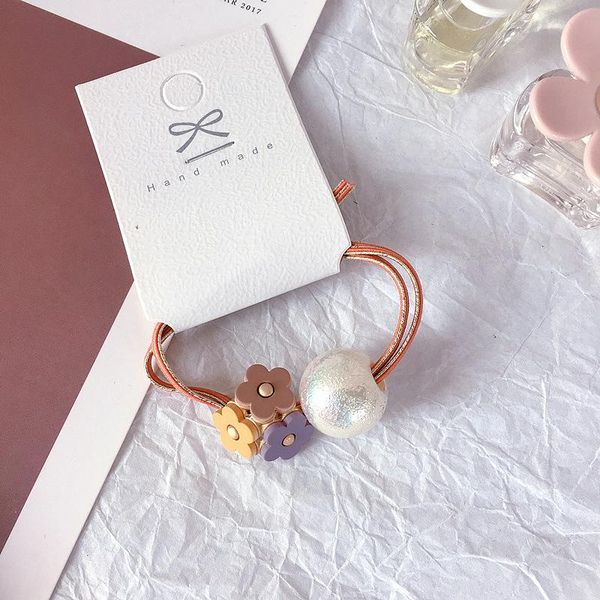 

korean hair ties children cute hair ropes small flower pearl simple elasticity rubber bands for girl fashion hair accessories h wmtkeu, Black;brown