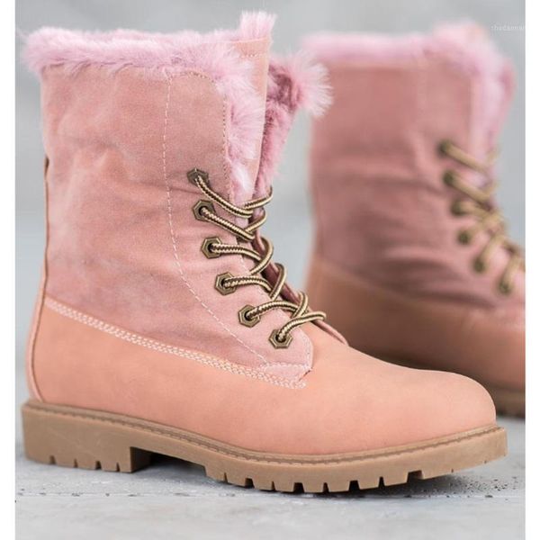 

boots 43 plus 2021 size fashion women shoes skidproof outdoor winter pink black keep warm plush fur snow female1
