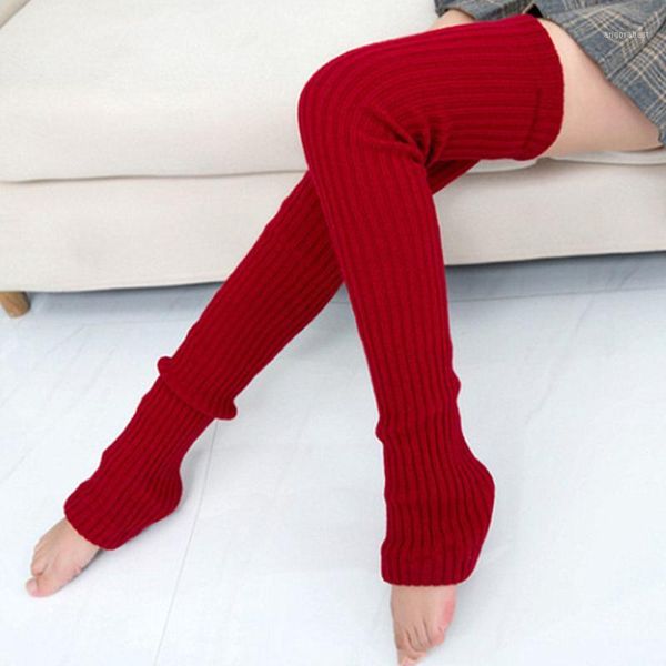 

warm knitted non-slip socks women warm knee high winter knit solid socks boot cuffs long1, Black;white