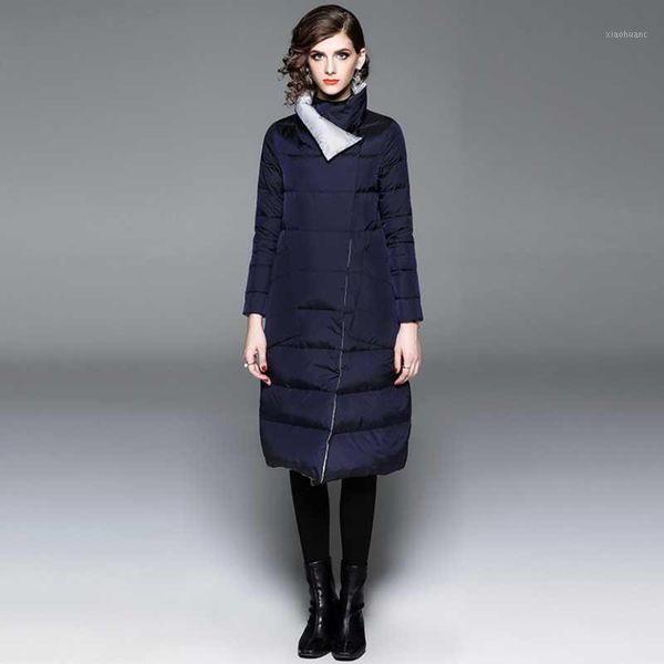 

women long european and american duck down jacket female fashion warm coats lady double-sided color contrast down clothes1, Black