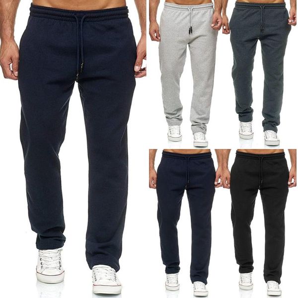 

men pants casual fitness men sportswear tracksuit bottoms sweatpants trousers gyms jogger track pants mens joggers, Black