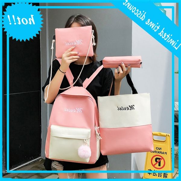 

canvas multi piece backpack women's 2020 new versatile schoolbag for boys and girls