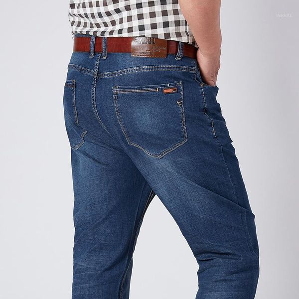 

men plus size pants jeans strech comfortable 38 40 42 44 46 48 52 mens high stretch large trouser loose jeans for men1, Blue