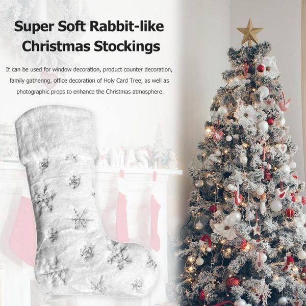 

hair christmas stockings three-dimensional embroided snowflakes sock for household enhancing party decoration