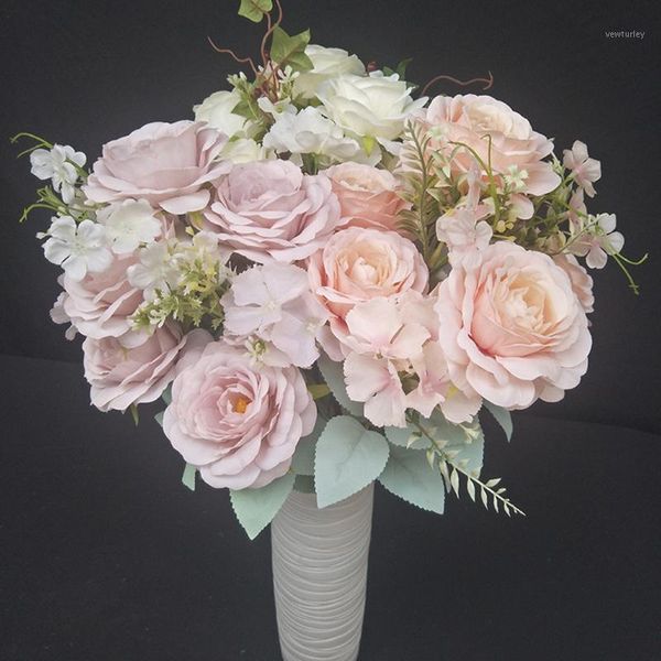 

decorative flowers & wreaths 1 bunch artificial silk rose floral bouquet fake flower arrange table daisy wedding decor party accessory flore