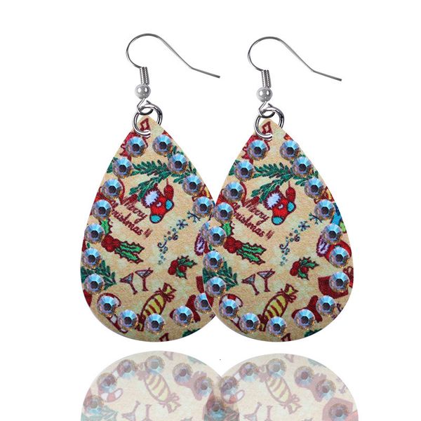 

ed0fexquisite diamond inlaid selling creative double series layer leather earrings christmas new year style leath8n2