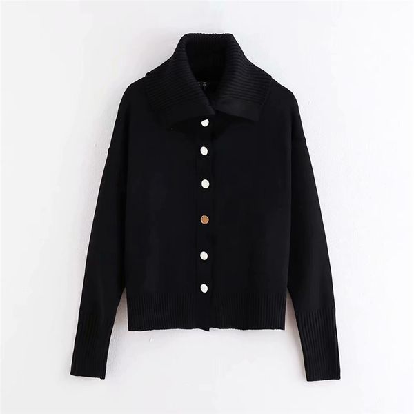 

2021 new streetwear women turtleneck sweaters fashion ladies solid knitted coats elegant female puff sleeve button cardigans 5po5, White;black