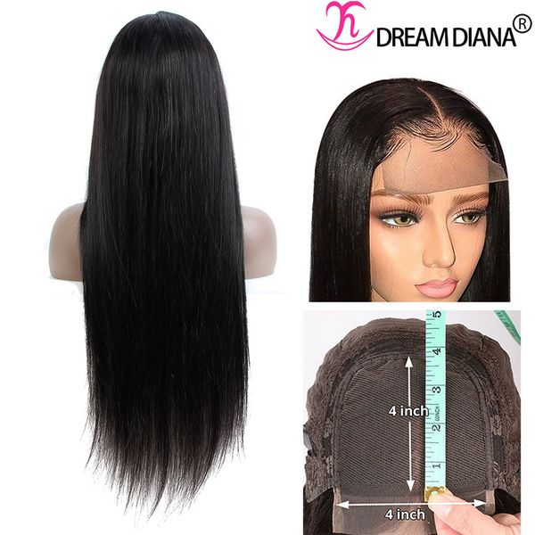 

brazilian human hair lace wigs for black women straight 4x4 lace front wighs, Black;brown