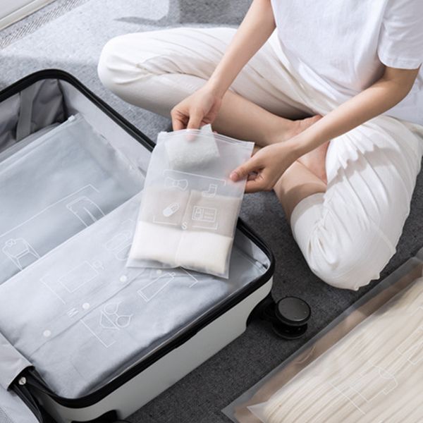 Многократные сумки для хранения путешествий вакуумное сжатие мешок для белья багажного белья организатор утолщения прозрачного отделочного комплекта упаковки