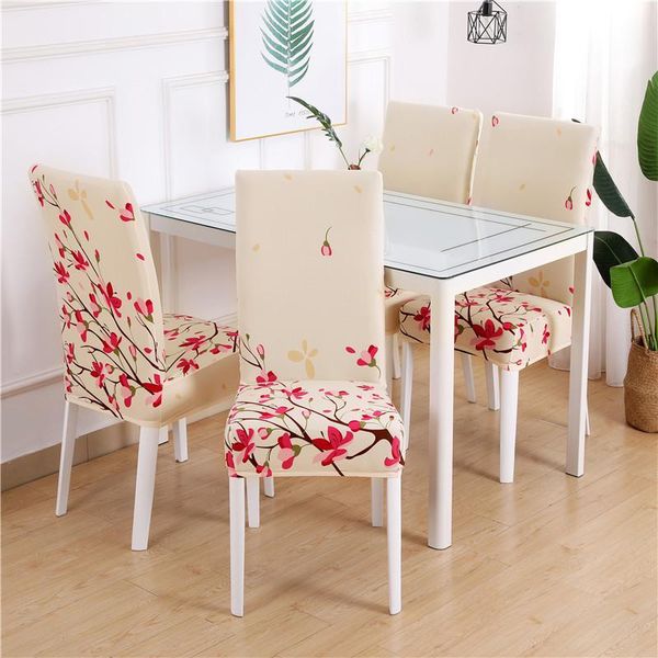

dining chair cover spandex elastic pastoral print modern slipcovers furniture cover kitchen wedding housse de chaise 1/2/4/6pcs