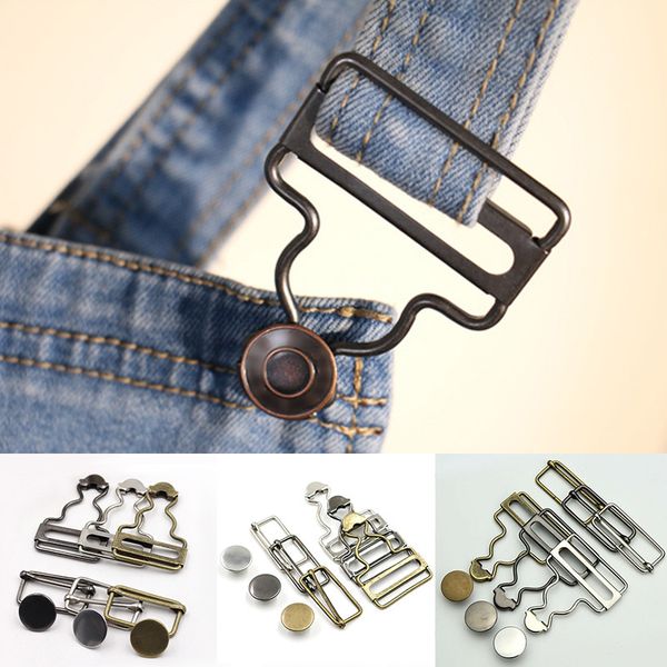 

2 set bib pants with wire wear metal girdle denim spaghetti straps women's adjustable buckle button jeans, Slivery;black