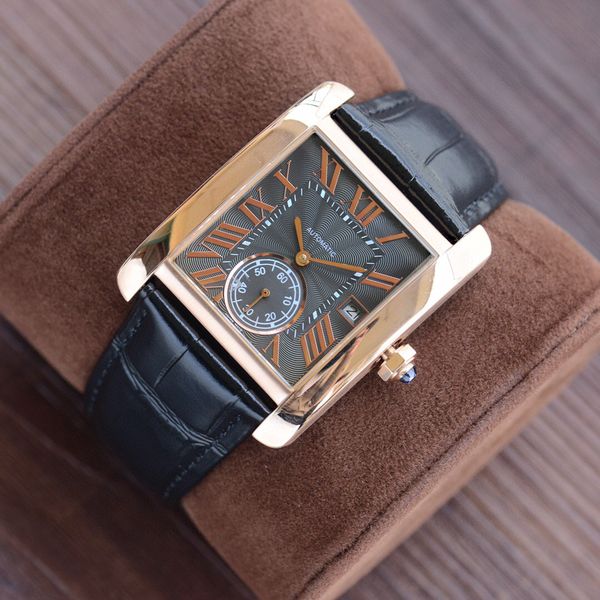 

2020 classic tank men watches joker leather wristwatches square mens watch 34x44mm d31311