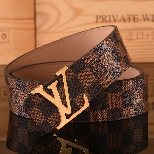 

new luxury designer louis vuitton lv belt buckle fashion genuine leather women belts for men letter double big gold classical abc01, Black;brown