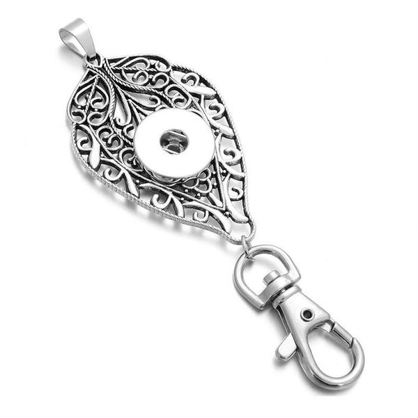 

new snap jewelry 12mm 18mm metal leaf snap button keychains keyring pendant layard for women gi qylwwi, Silver