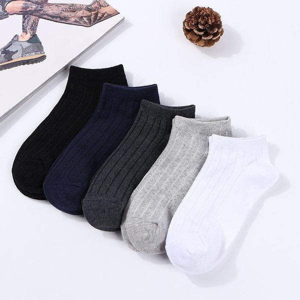 

spring new men's cotton solid color cotton socks casual wild sweat-absorbent breathable short tube socks wmtndf xhlove, Black