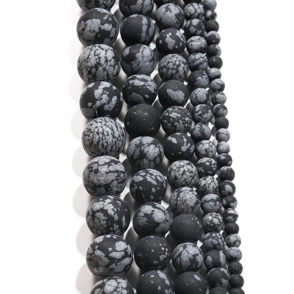 

1strand lot 4 6 8 10mm flake snow natural stone snowflake obsidian round loose spacer bead for bracelet jewelry makings supplies h bbybxg