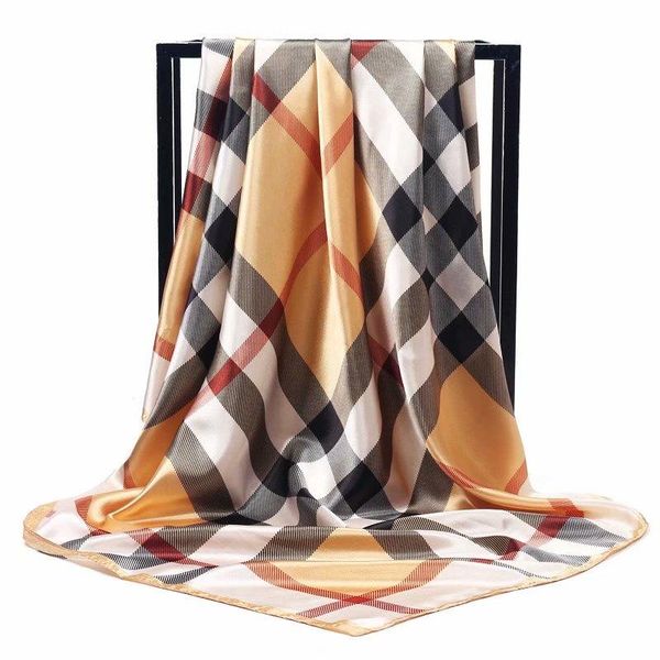 

silk scarves women 90*90cm square head hijab scarf ladies chiffon shawl wrap muffler pareo bandanna female, Blue;gray