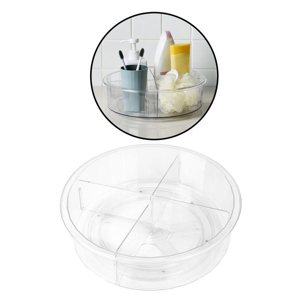 

clear 11inch lazy susan turntable cupboard organizer,multi-functional spice rack for kitchen storage,revolving condiment holder,non-slip