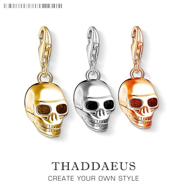 

925 стерлингового серебра три цветных черепа подвески подвески подвески подходящие браслеты ожерелья женщины мужчины панк шарики ювелирные и, Bronze;silver