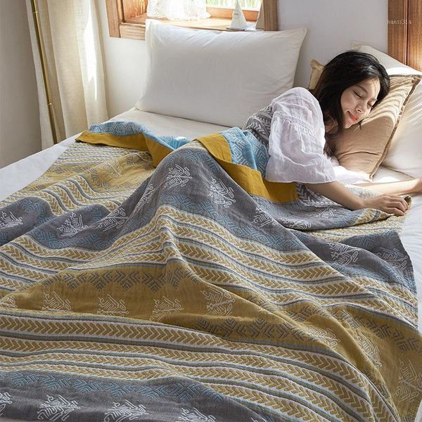 

spring and autumn nap blankets four-layer bamboo fiber blanket quilt towel quilt sofa cover blanket air-conditioning1