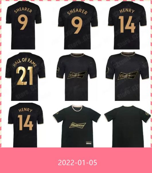 

2021 2022 english hall of fame soccer jerseys henry shearer men kit special framed commemorative edition black man football shirt unif74485, Black;yellow