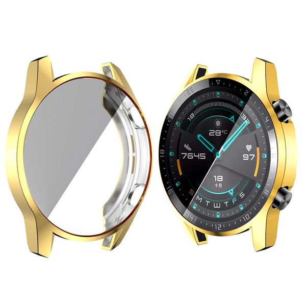 

часы tpu для часов huawei watch gt 2 46 мм ремешок на ремень мягко покрывается всесторонний экран защитная крышка бампера huawei watch 2 pro, Black;brown