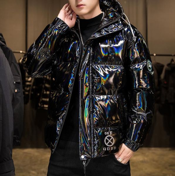 

2020 winter new style korean fashion casual men's 90% white duck down light and shiny down jacket short coat, Black