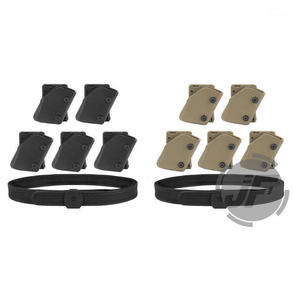 

waist support ipsc uspsa idpa competition high speed shooting inner & outer belt w/ 5x fast draw pistol magazine pouch mag carrier holster1, Black;gray