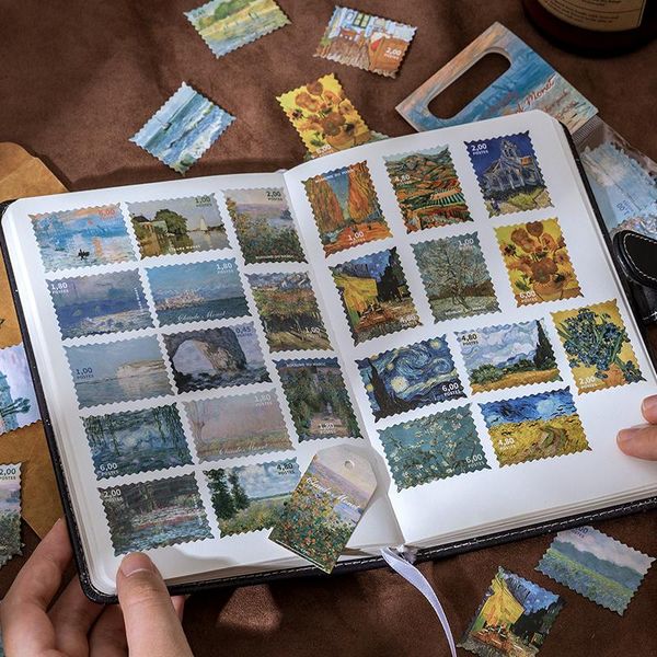 

60 шт лот vintage stamp наклейки пакет ван гог эстетическая наклейки скрапбукинг декоративные diary стикере альбом журнал wmtcve pets2010