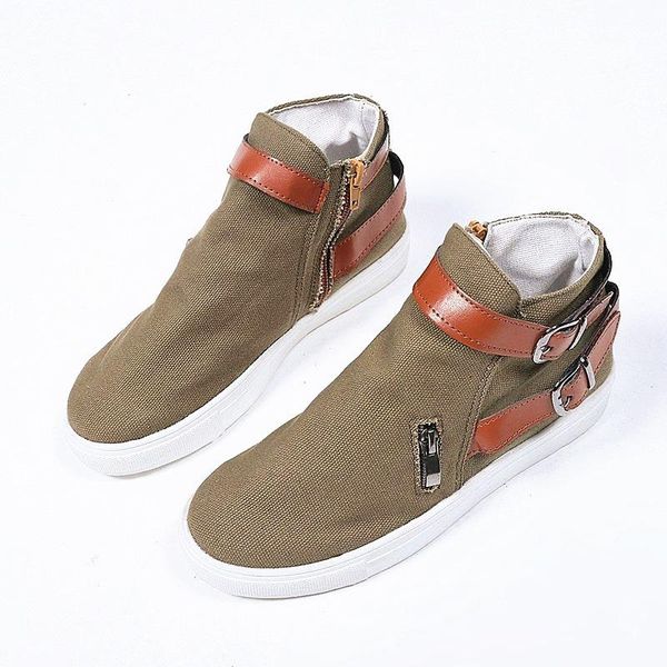 

fashionable canvas boots zipper decorative board soles comfortable non-slip casual shoes large size, Black
