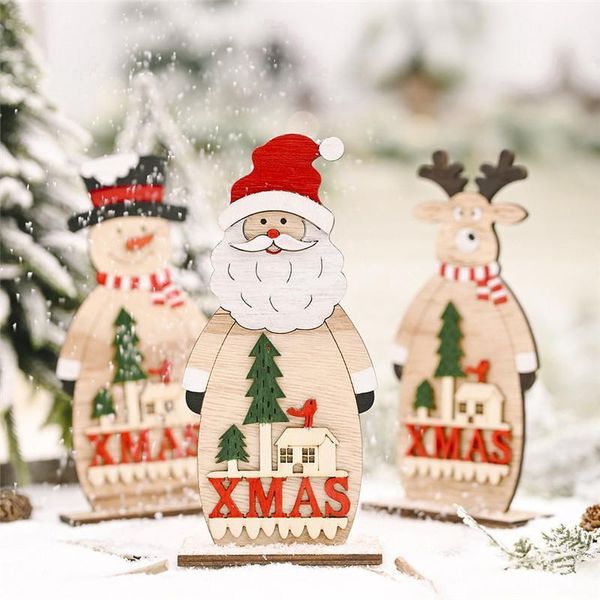 

natural wood christmas decoration santa claus snowman table craft ornament xmas new year party wedding home decor supplies 630571