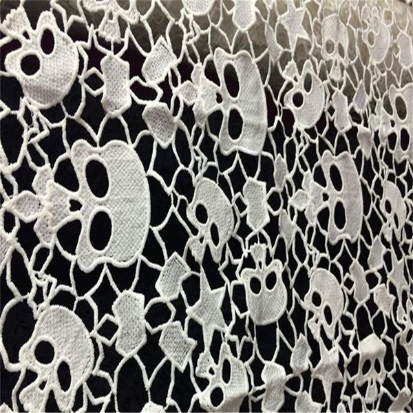 

width 125cm thick skull milk silk white gauze without full of water soluble lace embroidery lace1, Black;white