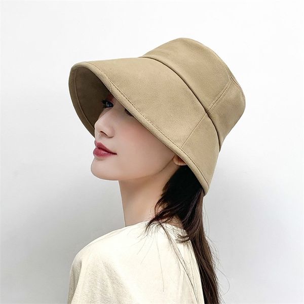 

cokk hat women summer bucket hats solid color fisherman hat for men women japanese design fashion casual sun hat female 201223, Blue;gray