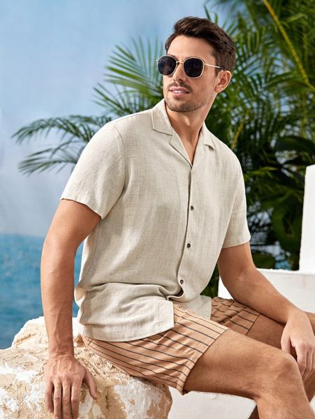 

men lapel collar solid shirt v4kr#, White;black