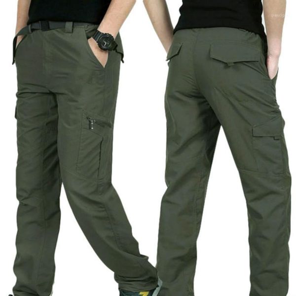 

quick dry casual pants men summer army style trousers men's tactical cargo pants male lightweight waterproof trousers1, Black