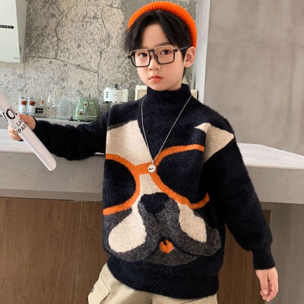 

winter new turtleneck 2020 pullover warm base autumn shirt boys' middle and large children's t-shirt, Blue