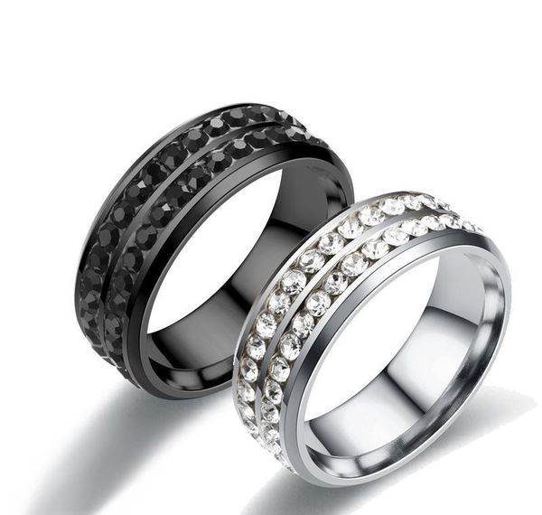 

нержавеющая улица 2 свадьба для кристалловных рядов стальные полные элегантные кольца палец любви мужчины ювелирные кольца женщины sqcjq фут, Silver