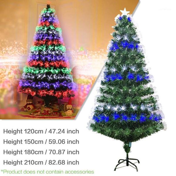 

christmas decorations [uk ship] 1.2m 1.5m 1.8m 2021 year xmas tree colorful optic fiber lamp green iron stand home decoration navidad1