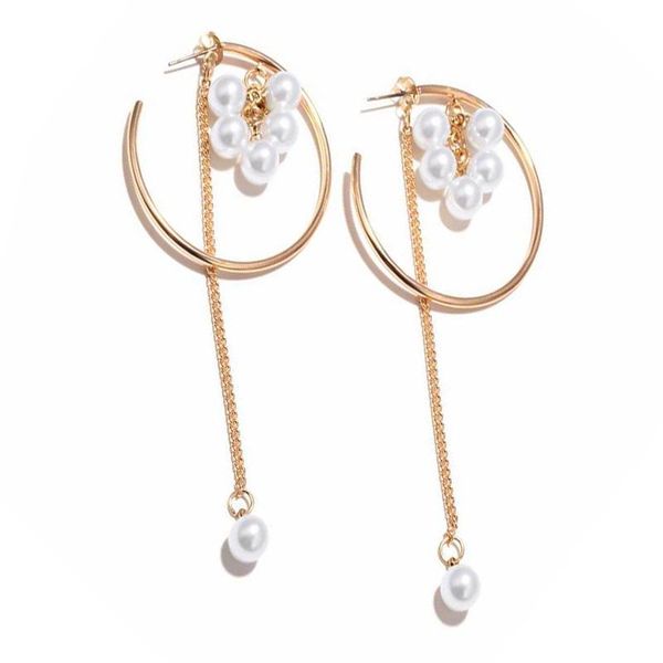 

hoop & huggie fashion pearl earrings for women gold color circle and pearls vintage leaf women's wedding jewelry accessories, Golden;silver