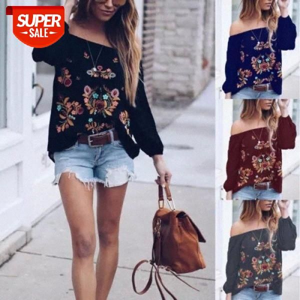 

new women slim off shoulder shirt loose slight perspective t-shirt #2h2i, White