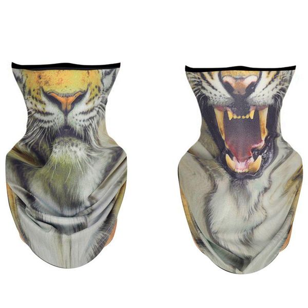 

2 pieces 3d animal print balaclava half face neck gaiter windproof face scarves headband scarf, Black