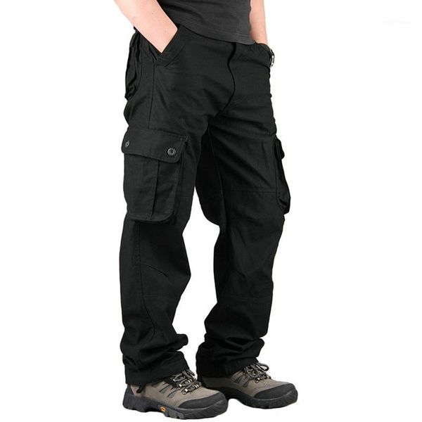 

tactical pants casual multi pockets cargo pants men outwear streetwear army straight plus large size 44 trousers male1, Black