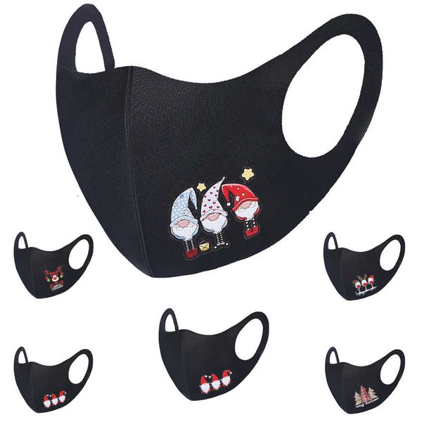 

fashion designers face masks mouth mask christmas cosplay little elk print pattern washable dustproof mask merry christmas, Silver