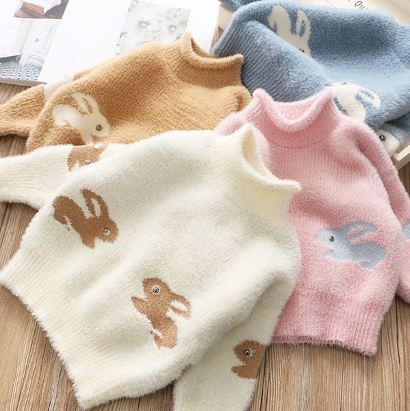 

cartoon animals girl sweaters winter girl sweaters 2 4 years toddler knitting pullovers korean style cardigans warm kids 201109, Blue