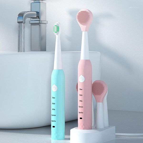 

electric toothbrush sonic wave rechargeable smart chip toothbrush head replaceable brush1